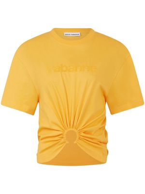 Rabanne ring-detail cropped T-shirt - Yellow