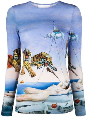 Rabanne Salvador Dali-print jersey top - Blue