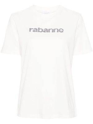 Rabanne sequined-logo cotton T-shirt - White