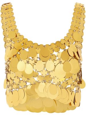 Rabanne sequinned cropped top - Gold