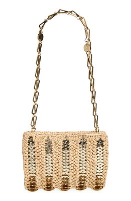 Rabanne Small 1969 Raffia Shoulder Bag in Shiny Beige