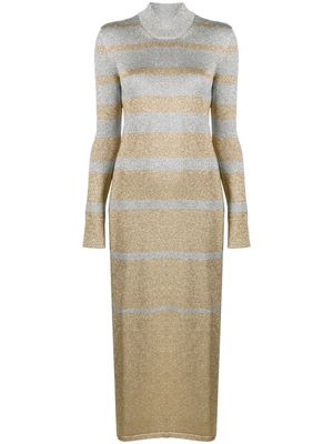 Rabanne striped pattern knit maxi dress - Gold