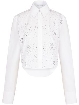 Rabanne stud-embellished cropped shirt - White