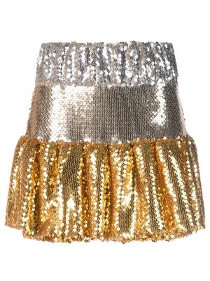 Rabanne tiered sequinned miniskirt - Silver