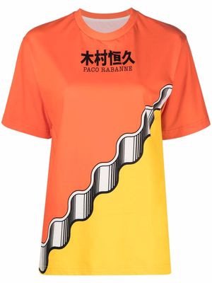 Rabanne x Kimura organic cotton colourblock T-shirt - Orange
