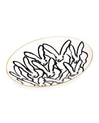 Rabbit Run Serving Platter with Gold Rim