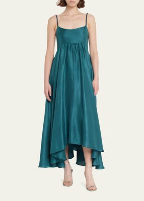 Rachel Embellished-Strap Long Silk Dress
