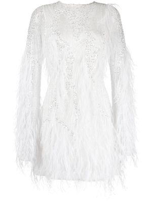 Rachel Gilbert Aster feather-detailing dress - White