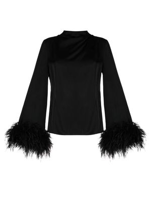 Rachel Gilbert feather-trim high neck blouse - Black