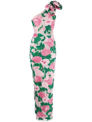 Rachel Gilbert Goldie one-shoulder printed gown - Pink