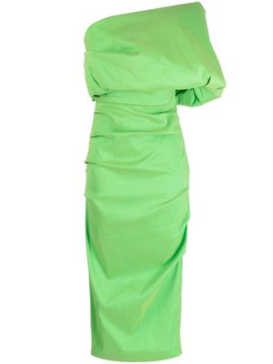 Rachel Gilbert Kat ruched asymmetric midi dress - Green