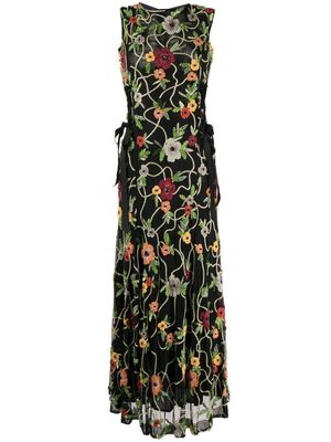 Rachel Gilbert Lotus floral-embroidery maxi dress - Black