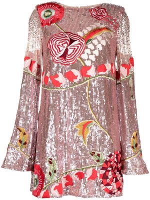 Rachel Gilbert Mari floral-embroidery midi dress - Red