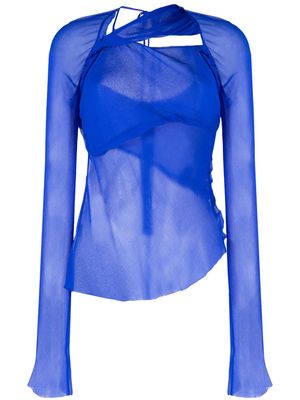 Rachel Gilbert Quinn semi-sheer silk top - Blue