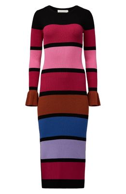 Rachel Parcell Colorblock Long Sleeve Rib Maxi Dress in Berry Colorblocked Multi