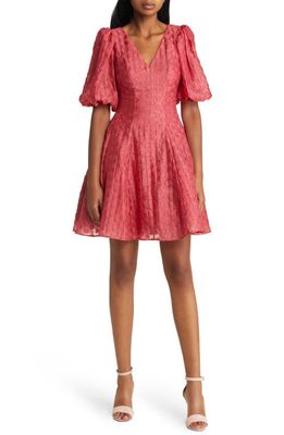Rachel Parcell Dot Jacquard Fit & Flare Organza Dress in Rust