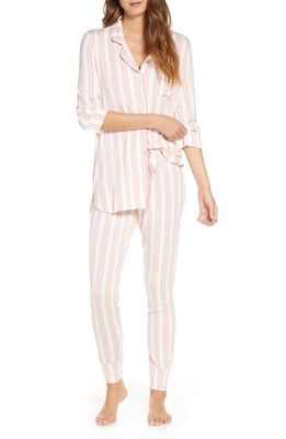 Rachel Parcell Print Pajamas in Pink Smoke Boyfriend Stripe