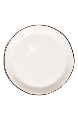 Rachel Parcell Set of 4 Gold Rim Dinner Plates in Ivory/Gold