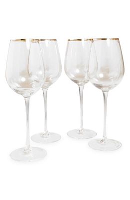 Rachel Parcell Set of 4 Gold Rim Wine Glasses