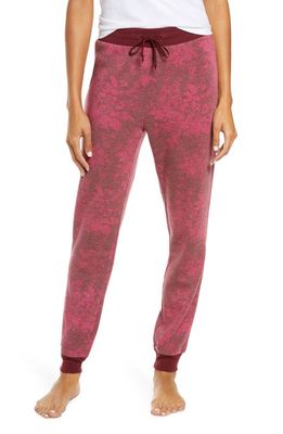 Rachel Parcell Soft Lounge Joggers in Burgundy Tannin Rose Brocade