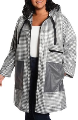 RACHEL Rachel Roy Water Repellent Rubberized Gingham Raincoat