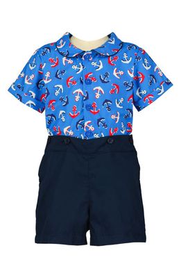 Rachel Riley Anchor Print Cotton Shirt & Shorts Set in Blue 