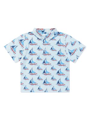 Rachel Riley boat-print cotton polo shirt - Blue