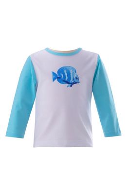 Rachel Riley Fish Colorblock Rashguard in Blue/Green Multi 