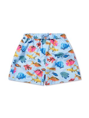 Rachel Riley fish-print swim shorts - Blue