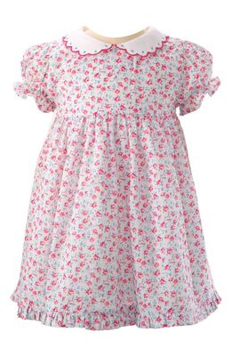 Rachel Riley Floral Puff Sleeve Cotton Dress in Pink 