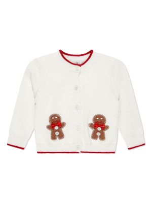 Rachel Riley Gingerbread appliqué-detail cotton cardigan - Neutrals
