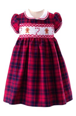 Rachel Riley Holiday Gingerbread Plaid Dress & Bloomers in Red