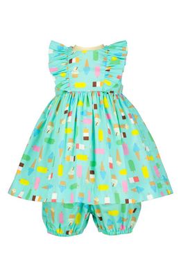 Rachel Riley Ice Lolly Print Cotton Dress & Bloomers in Aqua 