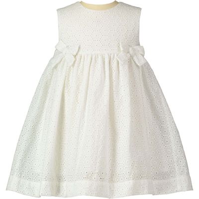 Rachel Riley Kids' Cotton Eyelet Babydoll Dress in White 