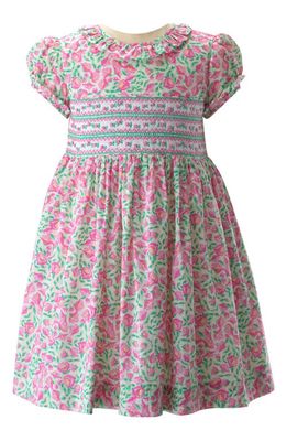 Rachel Riley Kids' Floral Smocked Dress in Pink