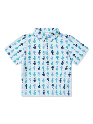 Rachel Riley seahorse-print polo shirt - Blue