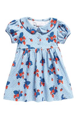 Rachel Riley Strawberry Print Cotton Dress in Blue