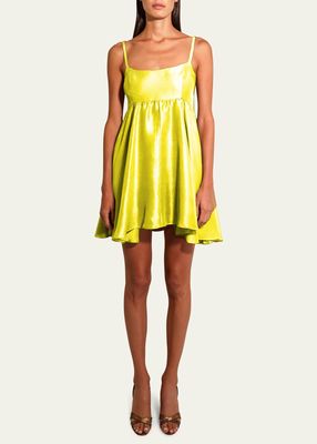 Rachel Spaghetti-Strap Silk Empire Mini Dress