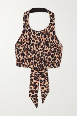 Racil - Nimaya Leopard-print Cotton-blend Halterneck Top - Animal print