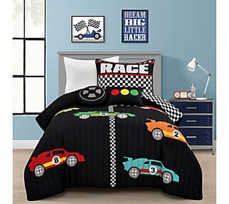 Racing Cars 4Pc Twin Quilt Set by Lush Decor