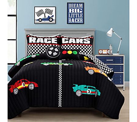 Racing Cars 5Pc Full/Queen Quilt Set by Lush De cor