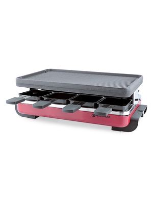 Raclette w/Reversible Cast Iron Grill Plate - Red - Red