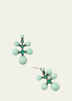 Radiant Earrings with Chrysoprase Spheres and Green Onyx