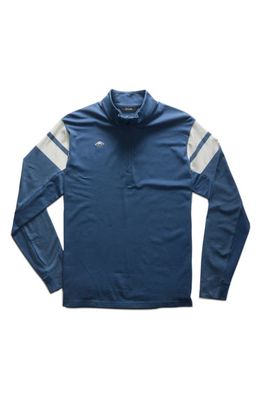 Radmor Colton Stretch Organic Cotton Quarter Zip Pullover in True Blue/Snowhite
