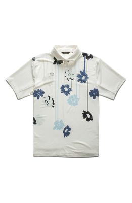 Radmor Taylor Floral Drip Recycled Polyester Polo in Snow White