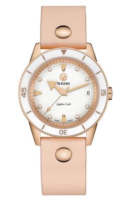 RADO Captain Cook Marina Hoermanseder Leather Strap Watch, 37mm in Pink 