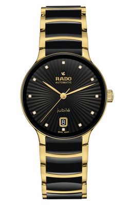 RADO Centrix Automatic Diamond Bracelet Watch, 35mm in Black/Gold 