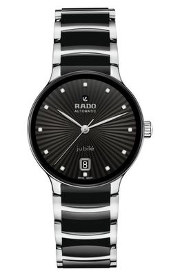 RADO Centrix Automatic Diamond Bracelet Watch, 35mm in Black/Silver 