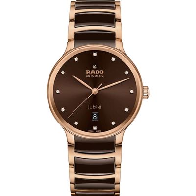 RADO Centrix Diamond Ceramic Bracelet Watch, 30.5m in Brown 