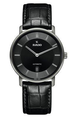 RADO DiaMaster Automatic Leather Strap Watch, 41mm in Black 